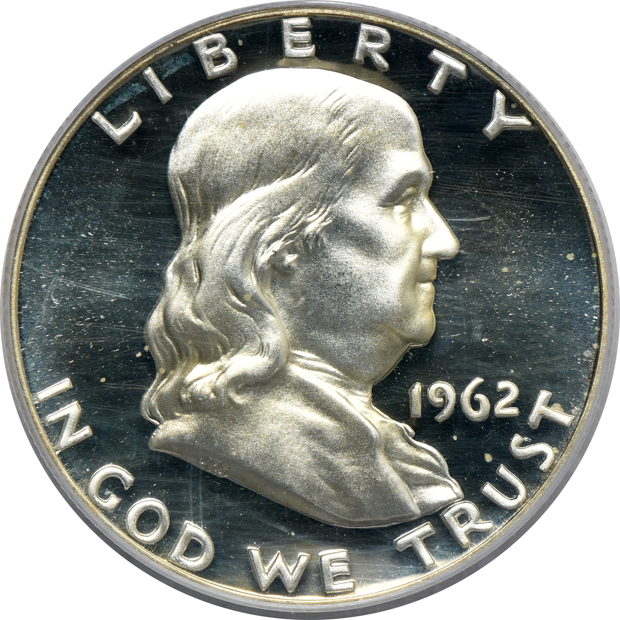 Four Proof Franklin half-dollars certified by PCGS