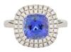 Platinum Diamond Ring with a Tanzanite, GIA #2221447069