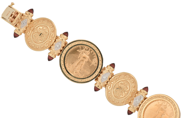 14K Yellow Gold Coin Bracelet