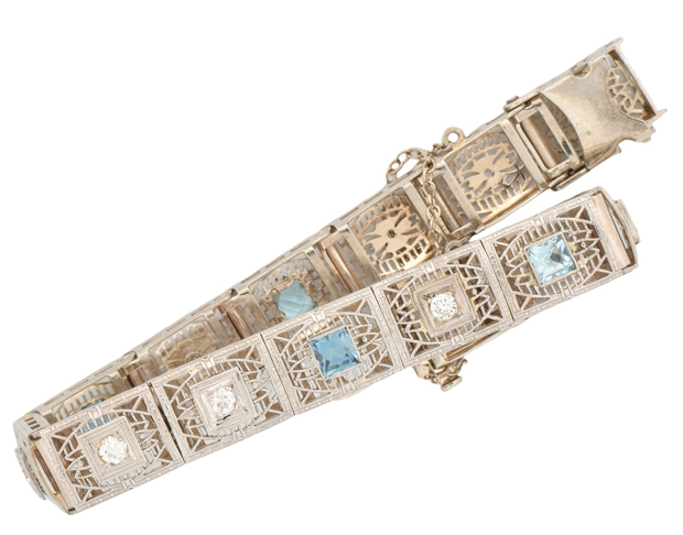 14K White Gold Filigree Bracelet