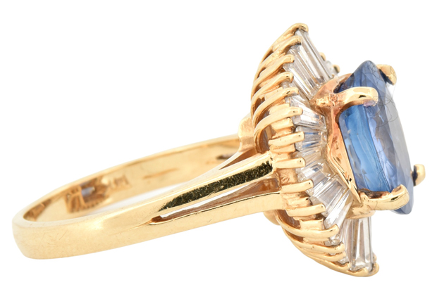 14K Yellow Gold Cocktail Ring with a Ceylon Sapphire, SGL #220323D-SJ