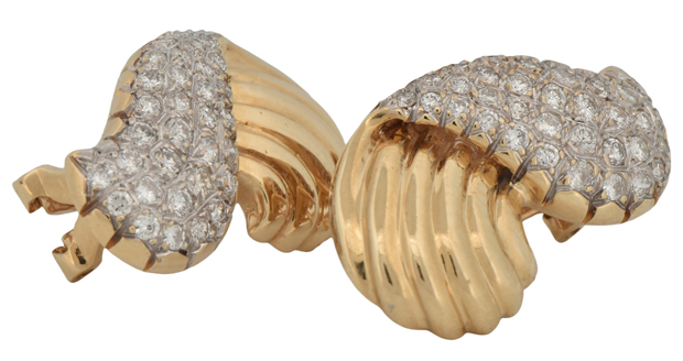 14K Yellow Gold Diamond Earrings 