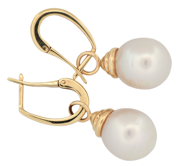 14K Yellow Gold Pearl Earrings