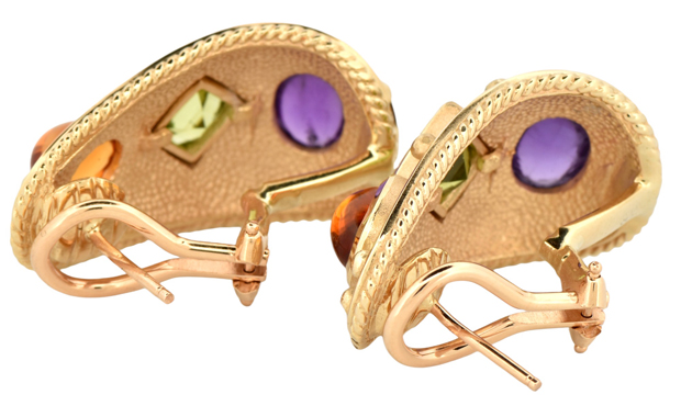 14K Yellow Gold Gemstone Earrings 