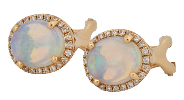 14K Yellow Gold Opal Earrings, SGL Report #220323G-SJ