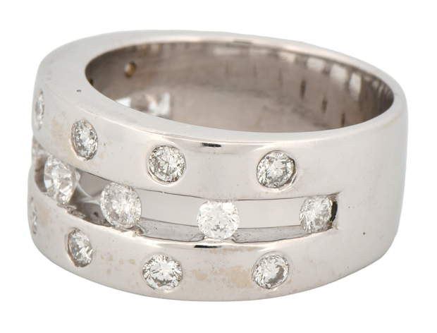 14K White Gold Diamond Band