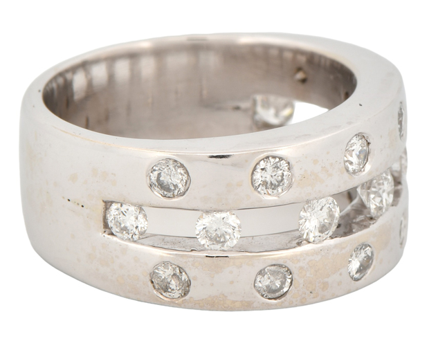 14K White Gold Diamond Band