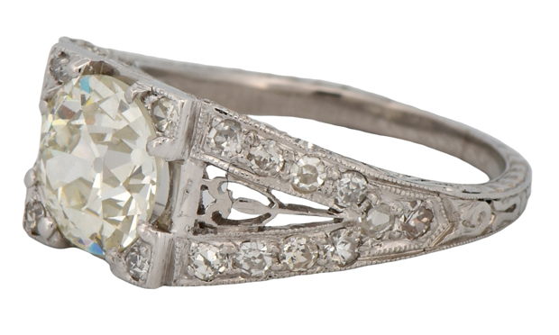 Platinum Diamond Ring with a 1.68 Carat Old European Brilliant Diamond, GIA #6223154668
