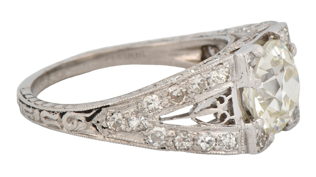 Platinum Diamond Ring with a 1.68 Carat Old European Brilliant Diamond, GIA #6223154668