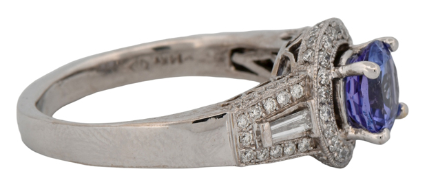14K White Gold Ring with a 1.42 Carat Tanzanite, GIA #1226244257