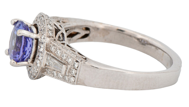 14K White Gold Ring with a 1.42 Carat Tanzanite, GIA #1226244257