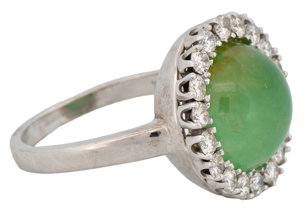 14K White Gold Jade Ring, GIA #5221522798