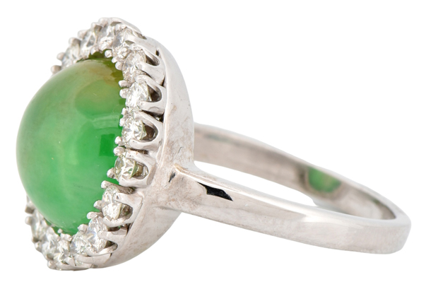 14K White Gold Jade Ring, GIA #5221522798