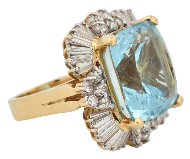 14K Yellow Gold Aquamarine Ring, SGL #220511B-SJ