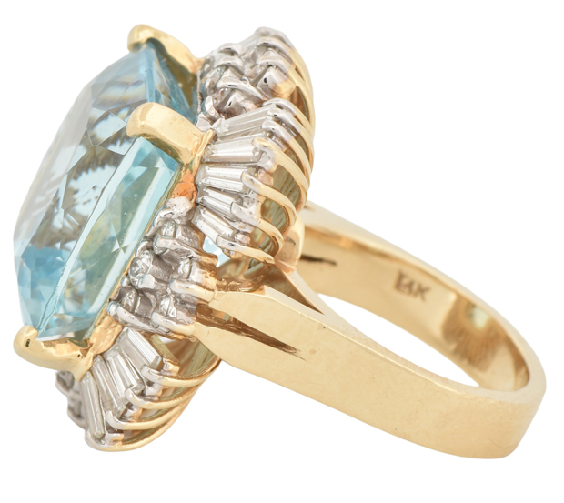 14K Yellow Gold Aquamarine Ring, SGL #220511B-SJ