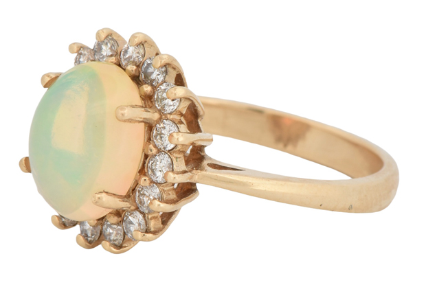 14K Yellow Gold Opal Ring, SGL #220323F-SJ