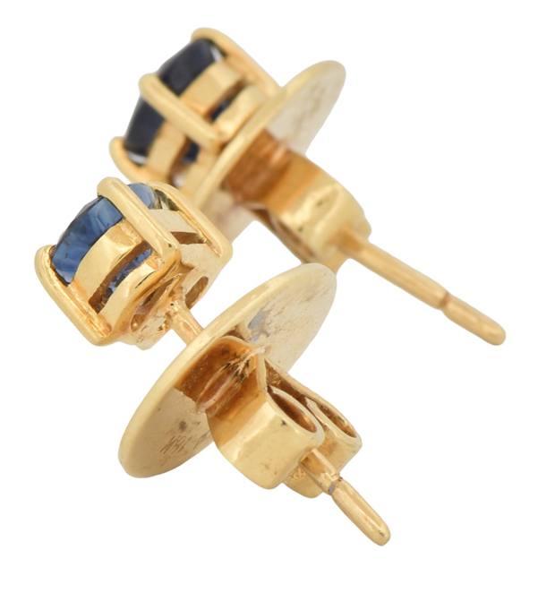 18K Yellow Gold Sapphire Earrings, GIA #2225522784