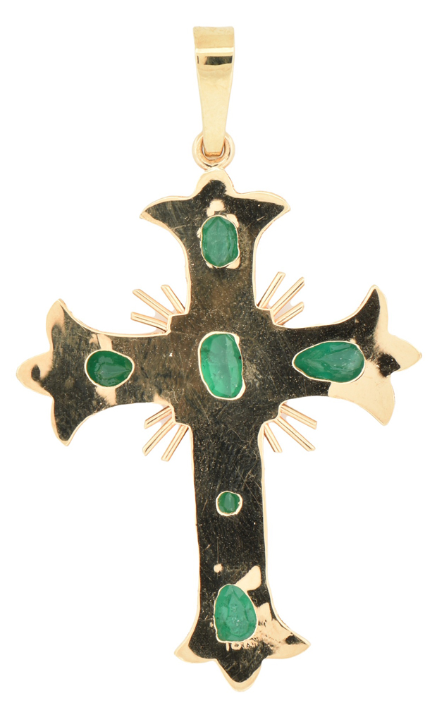 18K Yellow Gold Emerald Pendant, SGL #220222D-SJ