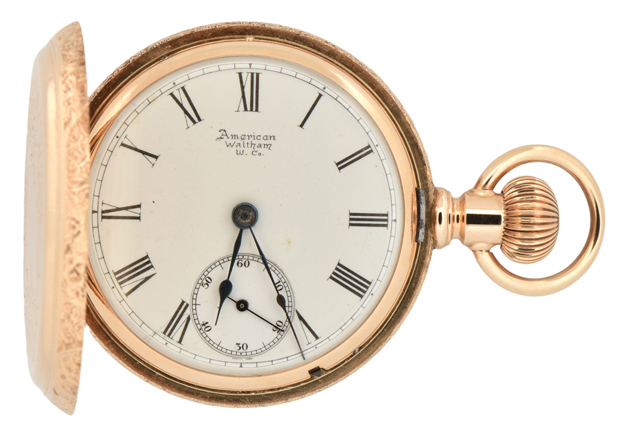 14K Yellow Gold American Waltham Pocket Watch 