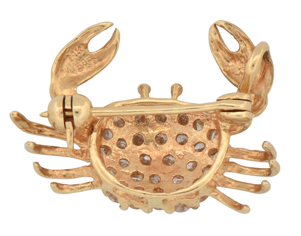 14K Crab Pin