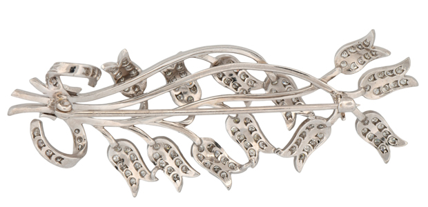 18K White Gold Diamond Flower Pin