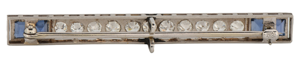 18K White Gold Diamond and Sapphire Pin