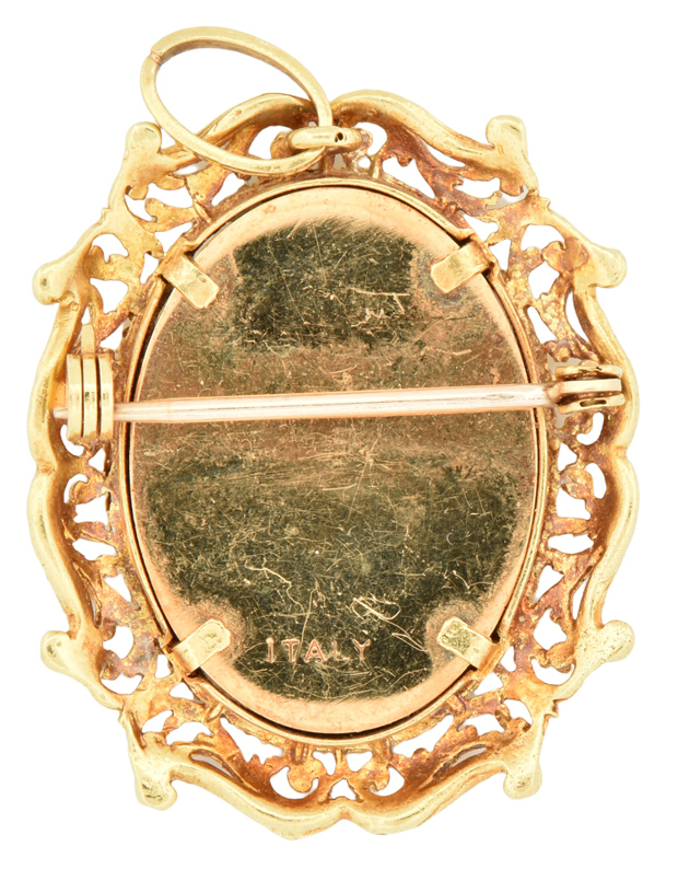 18K Yellow Gold Portrait Pin