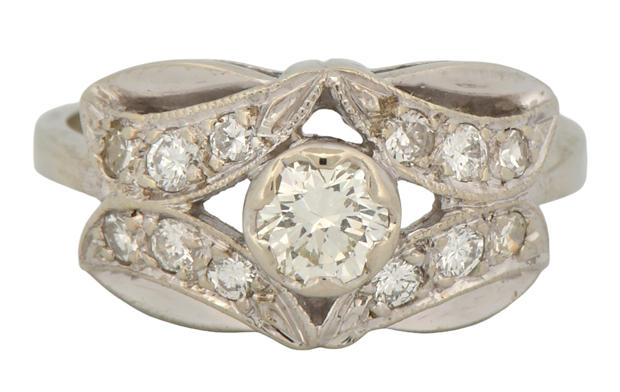 14K White Gold Diamond Ring 