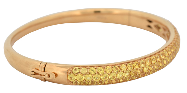 18K Yellow Gold Yellow Sapphire Bangle