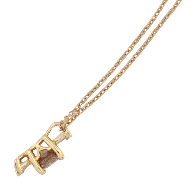14K Yellow Gold Diamond Pendant, GIA #2213579890
