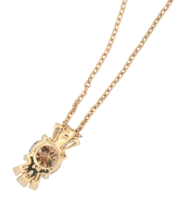 14K Yellow Gold Diamond Pendant, GIA #2213579890