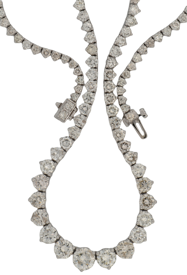 18K White Gold Diamond Riviera Necklace 