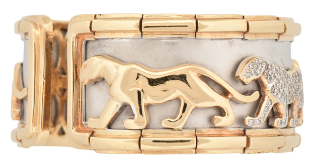 18K Two-Tone Diamond Panther Bracelet 