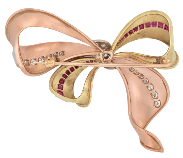 14K Tri-Tone Bow Pin