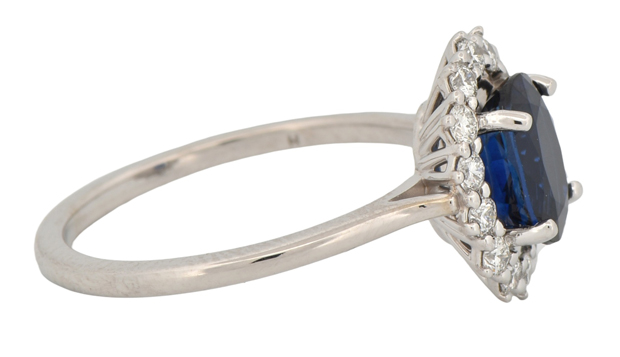 14K White Gold Ring with a 1.58 Carat Oval Sapphire, GIA #2225198246