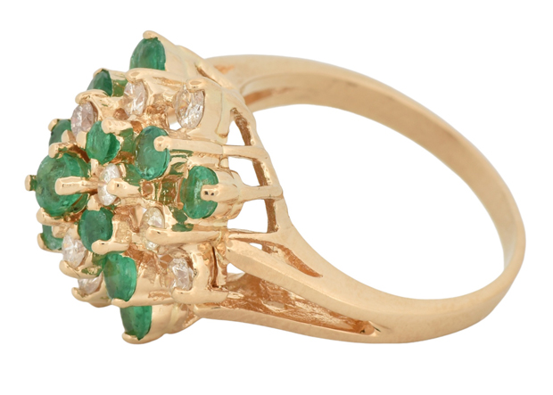 14K Yellow Gold Cluster Ring