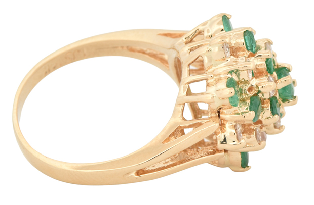 14K Yellow Gold Cluster Ring