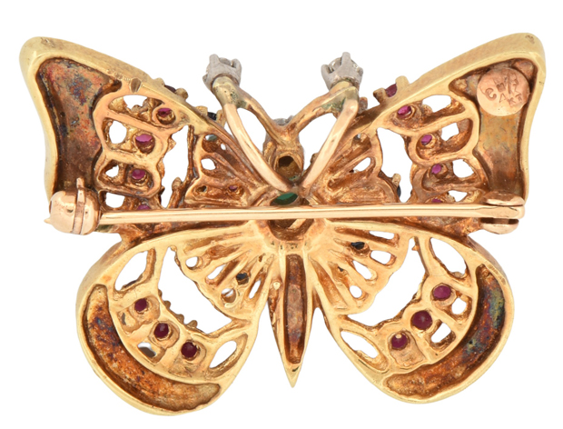 14K Yellow Gold Butterfly Pin