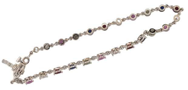 14K White Gold Sapphire and Diamond Bracelet