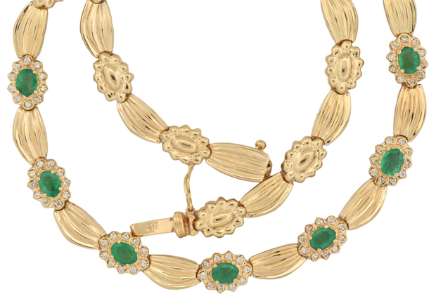 14K Yellow Gold Emerald Necklace 