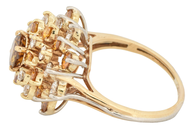 14K Yellow Gold Diamond Ring with a .73 Carat Fancy Deep Yellow-Brown Diamond, GIA #2221575661