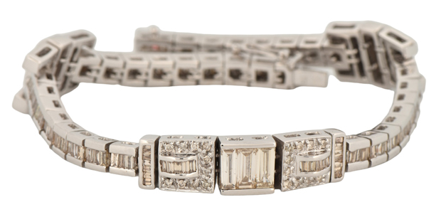 14K White Gold Diamond Bracelet 