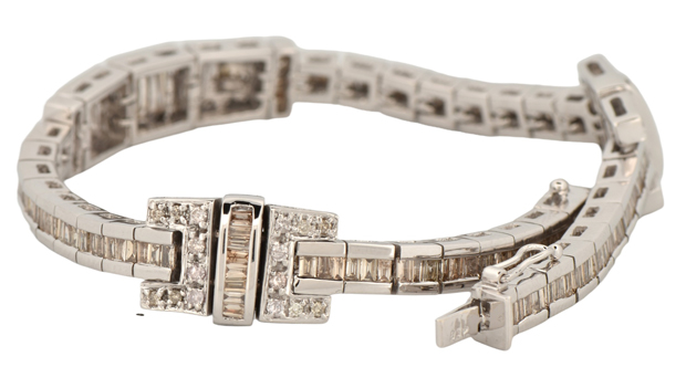 14K White Gold Diamond Bracelet 