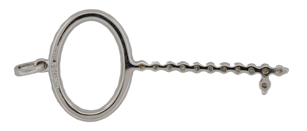 18K White Gold Diamond Key Pendant