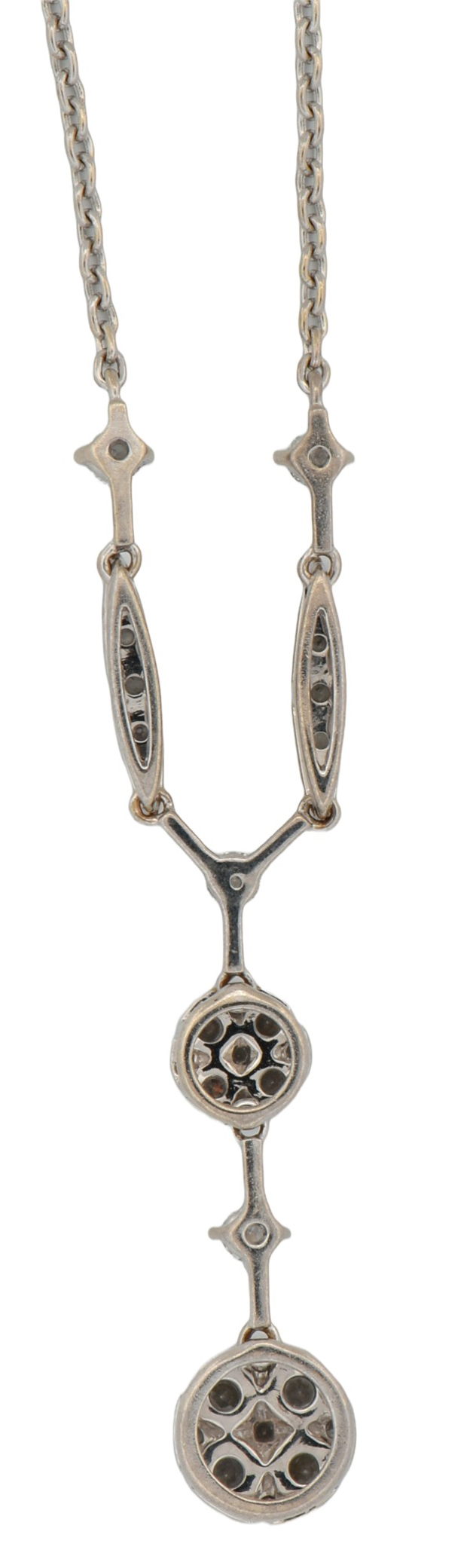14K White Gold Diamond Drop Necklace