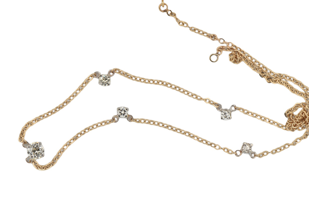 14K Two-Tone Gold Diamond Stations Necklace