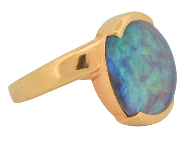 18K Yellow Gold Opal Ring, SGL #220816C-SJ