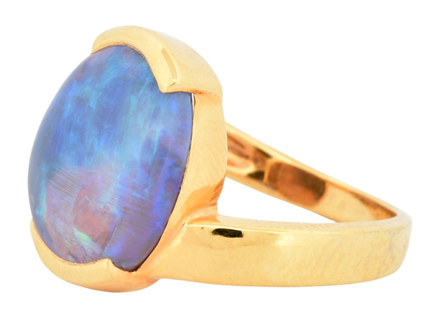 18K Yellow Gold Opal Ring, SGL #220816C-SJ