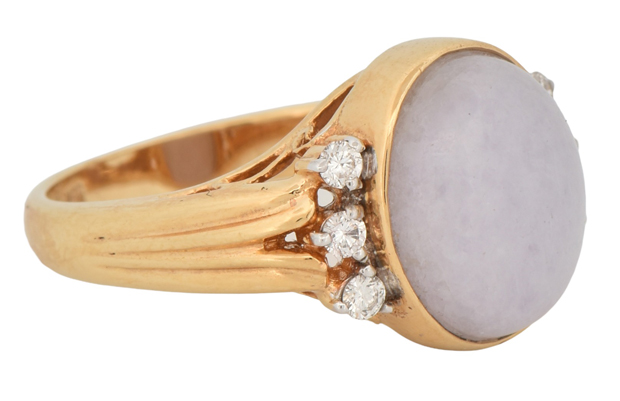 14K Yellow Gold Lavender Jade Set