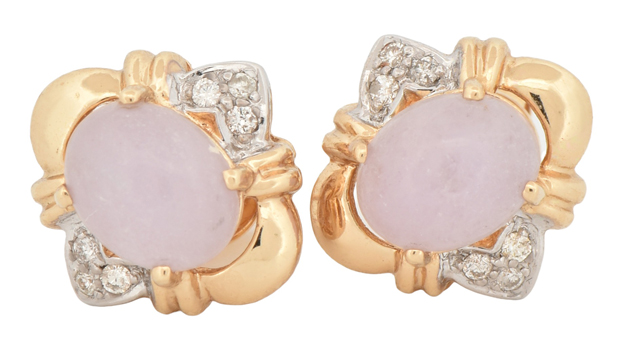 14K Yellow Gold Lavender Jade Set